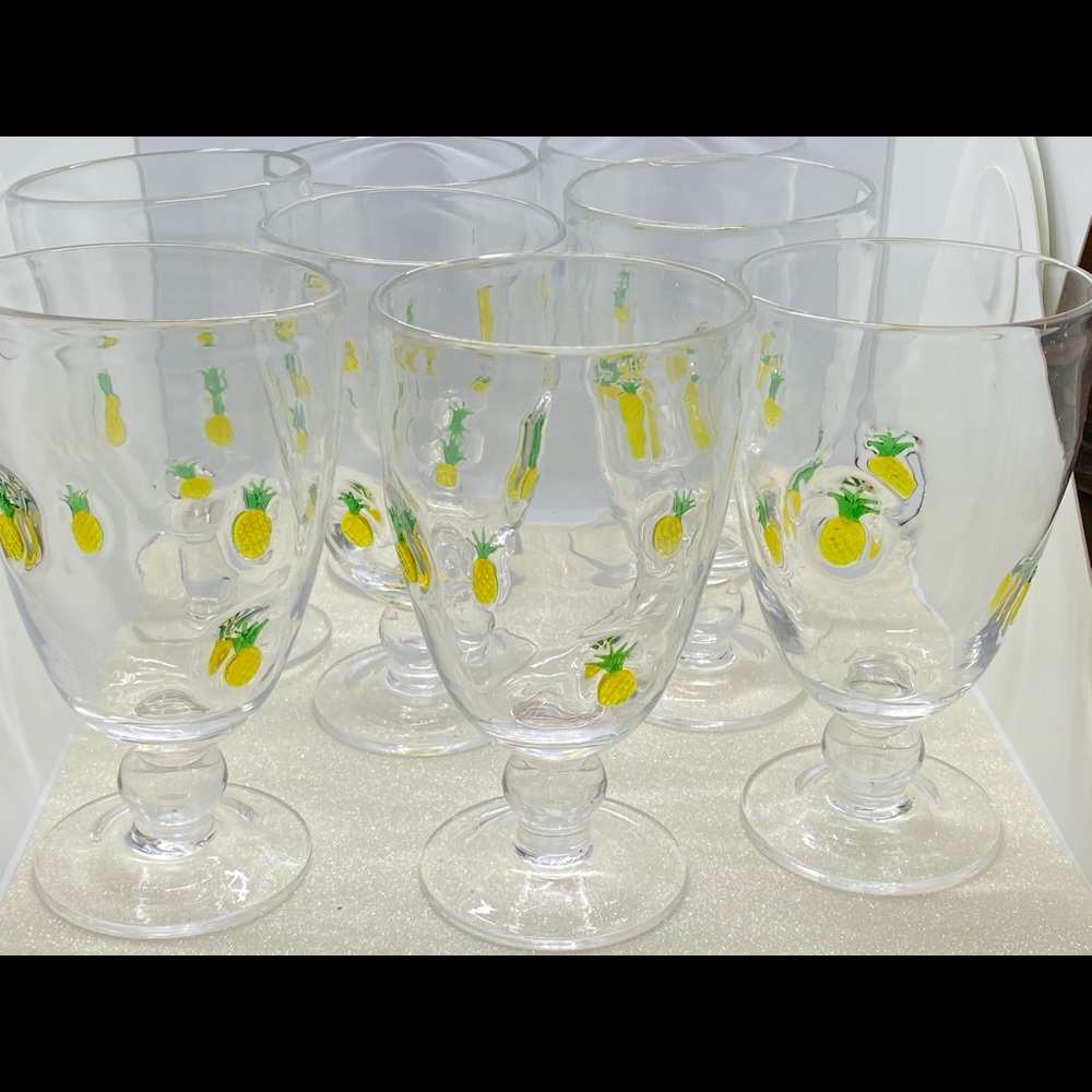 Anthropologie Penelope Pineapple Glass 8 Goblets
